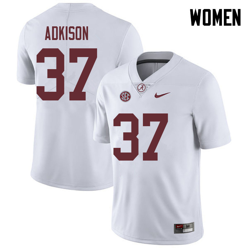 Women #37 Dalton Adkison Alabama Crimson Tide College Football Jerseys Sale-White